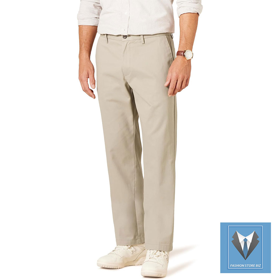 Men’s Classic-Fit Wrinkle-Resistant Flat-Front Chino Pants – Breathable Cotton-Blend