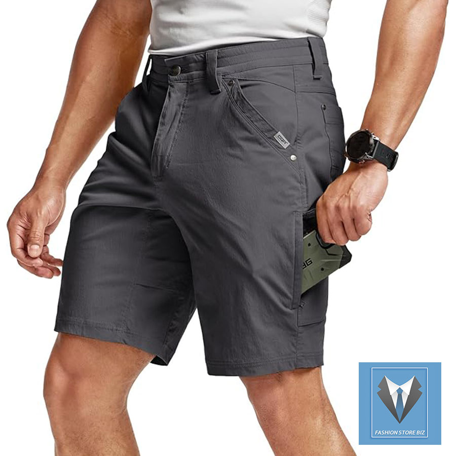 Men’s Stretch Utility Shorts – Lightweight Quick-Dry Cargo Shorts with Zipper Pockets